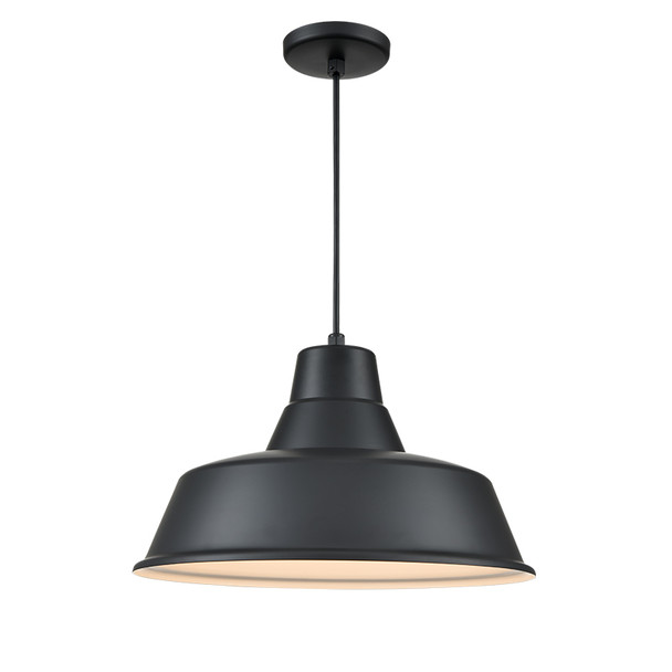 Millennium R Series Classic Warehouse Cord Hung One Light Shade, 17", Satin Black, 1-Light, Medium E26 Base, 120V