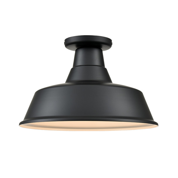 R Series 14" Classic Warehouse One Light Semi-Flush, Satin Black, 1-Light, Medium E26 Base, 120V