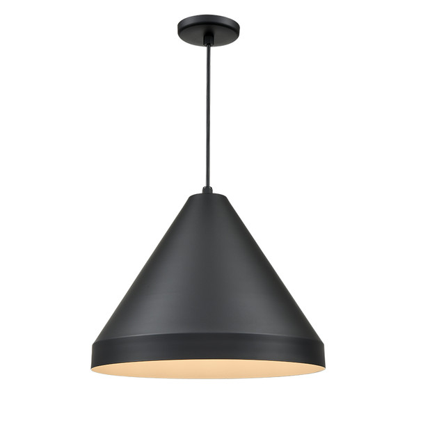 R Series Cone Cord Hung One Light Shade, 17", Satin Black