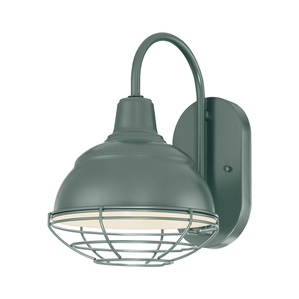 R Series 8" Wall Bracket, Satin Green, 1-Light, Medium E26 Base, 100W, 120V, Wet Location