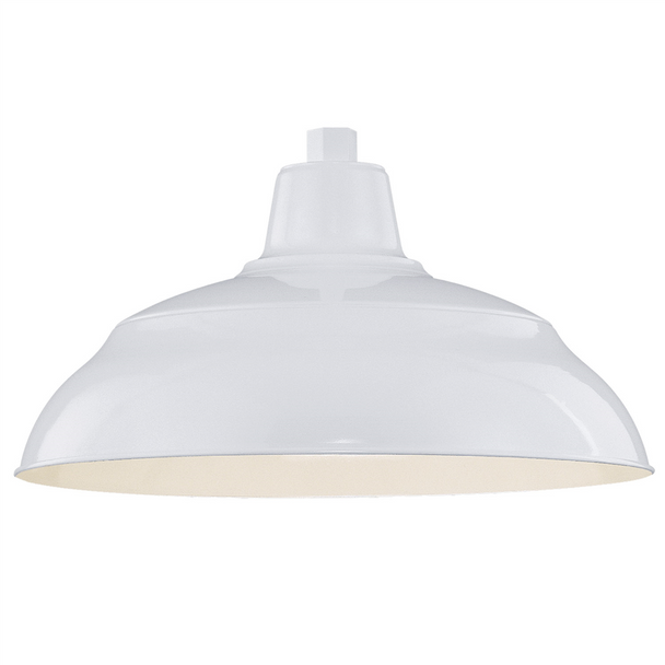 Millennium R Series 17" Warehouse Shade, White Finish, 1-Light, Medium E26 Base, 200W Max, 120V, Wet Location, Steel