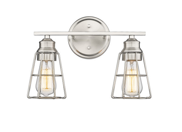 Two Light Vanity, Brushed Nickel, 2-Light, Medium (E26) Base, 120V