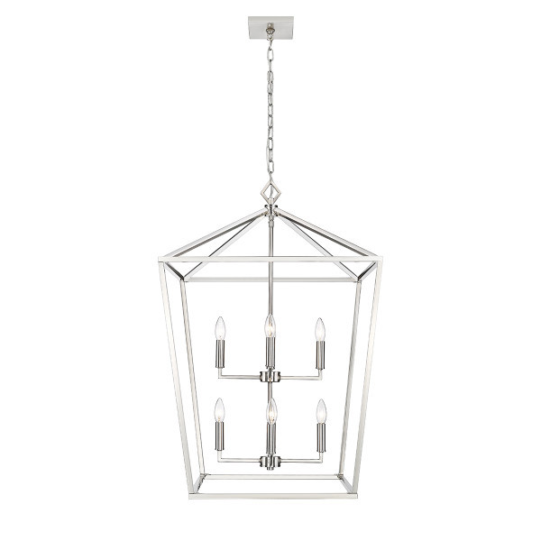Millennium Lighting 3335 Eight Light Lantern, Satin Nickel, 8-Light, 120V, 480W Total, Candelabra E12 Base