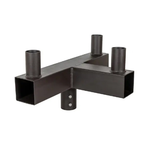 Euri Lighting 90° Square Triple Horizontal Tenon Adapter, Triple Fixture Mount, Steel, Dark Bronze