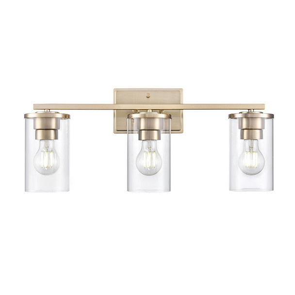 Verlana Three Light Vanity, 3-Light, Modern Gold, 22"W x 9.75"H x 6"Ext, E26 Medium Base, 120V