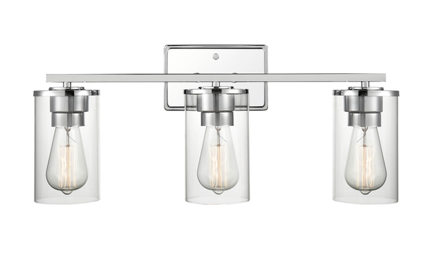 Millennium Lighting Verlana Three Light Wall Sconce, 3-Light, Chrome, Clear Glass, Medium E26 Base, 120V