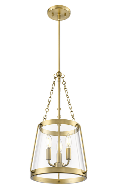 Adabella Three Light Pendant, Vintage Brass, 3-Light, E12 Candelabra Base, 120V