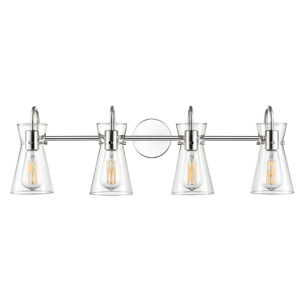 Camellia Four Light Vanity, Polished Nickel, 4-Light, Medium (E26) Base, 120V, 240W