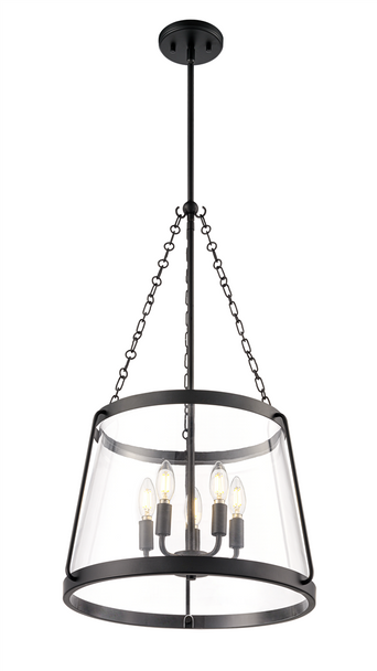Adabella Five Light Pendant, Matte Black, 5-Light, E12 Candelabra Base, 120V