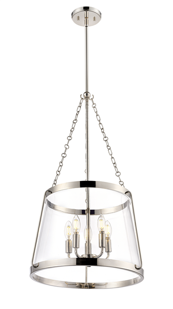 Adabella Five Light Pendant, Polished Nickel, 5-Light, 120V, 300W