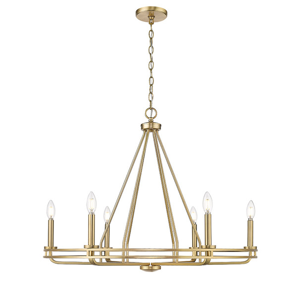 Jody Six Light Pendant, Vintage Brass, 6-Candle, 240W, 120V