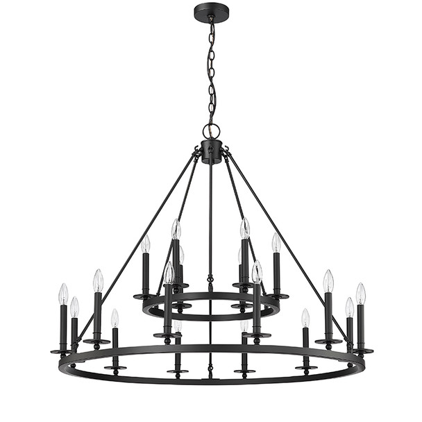 Florence Eighteen Light Chandelier, 18-Light, Matte Black, E12 Candelabra Base, 120V