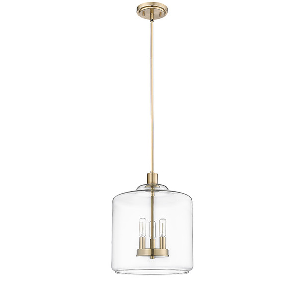 Asheville Three Light Pendant, Modern Gold, 3-Light, 120V, 180W Total, Clear Glass