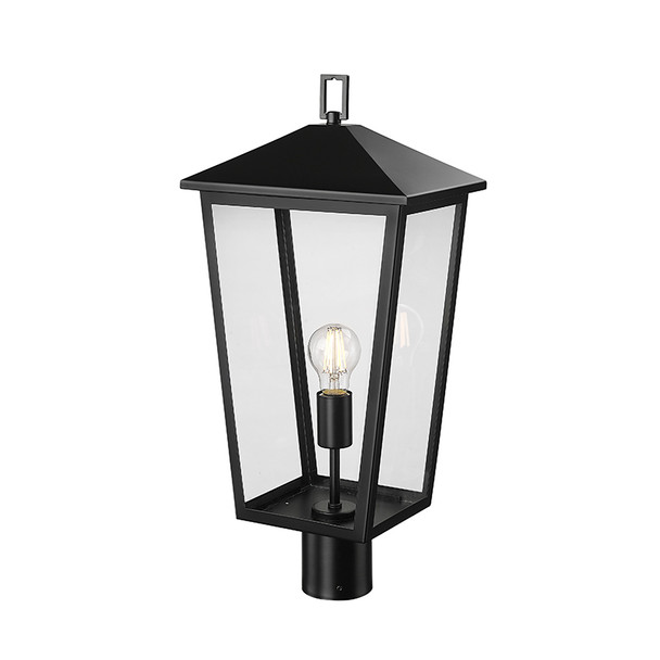 Munger One Light Outdoor Post Lantern, Powder Coated Black, 1-Light, Medium E26 Base, 120V