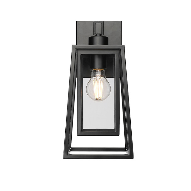 Denzell One Light Outdoor Wall Sconce, Powder Coated Black Finish, 1-Light, Medium E26 Base, 120V