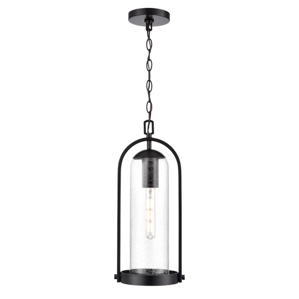 Luxio One Light Outdoor Pendant, Powder Coated Black, 1-Light, Medium E26 Base, 60W, 120V, Clear Seeded Glass, Wet Location