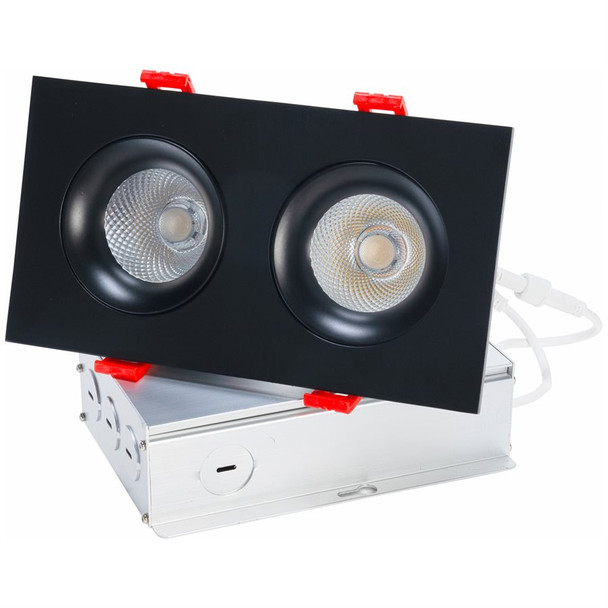 Sunlite 2-Light Regressed Round Gimbal Downlight, 1540 lumens, 12W, 120V, 90 CRI, 2700K|3000K|3500K|4000K|5000K, Black