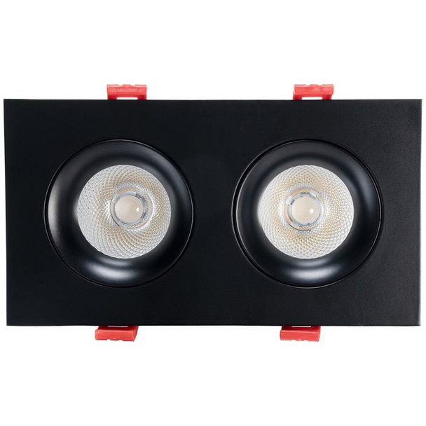Sunlite 2-Light Regressed Round Gimbal Downlight, 1540 lumens, 12W, 120V, 90 CRI, 2700K|3000K|3500K|4000K|5000K, Black