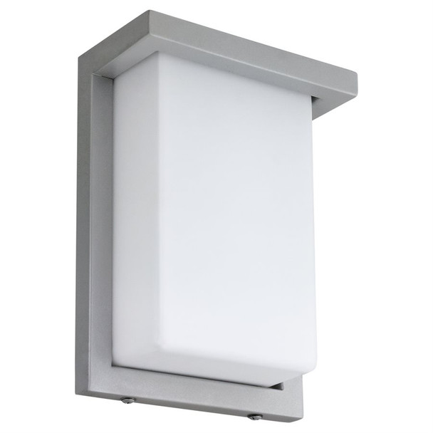 Sunlite Outdoor Wall Sconce, 8", 12W, 600 Lumens, CCT Selectable 3000K/4000K/5000K, Silver Finish, Acrylic Lens, 100-277V, Non-Dimming, ETL Listed Wet Location