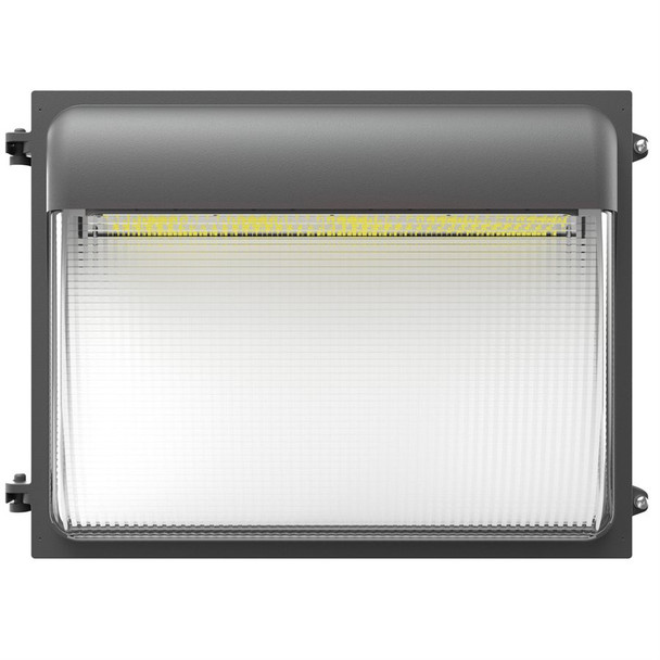 Sunlite 18" Slim Wall Pack, 100W/120W/150W/185W, 25900 lumens, 120-277V, 3000K/4000K/5000K CCT Selectable, CRI 70, Black, Clear Glass Lens, Photocell