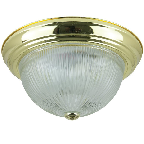 Sunlite DBS13/CL Brass Dome Flush Mount, 13-1/4", Polished Brass, Clear Glass, 2-Light