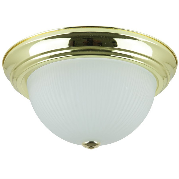 Sunlite DBS13/FR Brass Dome Fixture, 13-1/4", 120V, 60W Max, 2-Light, Polished Brass, Frosted Glass