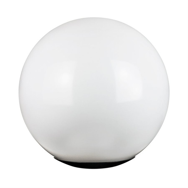 12" Decorative Outdoor Globe Post Mount Fixture, Black Finish, White Globe, E26 Medium Base, 120V, 100W Max, 3" Post Mount