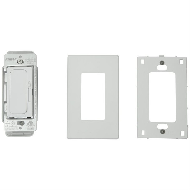 Sunlite LED Dimmer Switch, Wall Rocker Style, Slide Bar, Single Pole or 3-Way, 120-277V, 0-10V, White, 600W Max