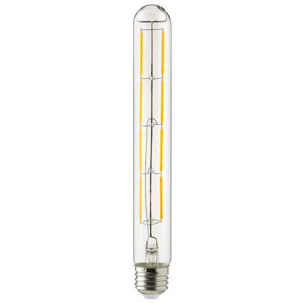 Sunlite LED Filament T10 Tubular Light Bulb, 6W, 570 Lumens, 120V, 2700K, 90 CRI, E26 Base, Clear Finish, Dimmable