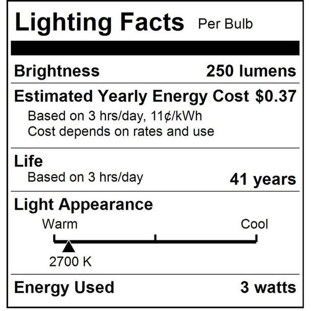 Sunlite G16 LED Filament Globe Bulb, 3W, E26 Medium Base, Dimmable, Clear Finish, 2700K, 120V, ETL Listed, 6-Pack