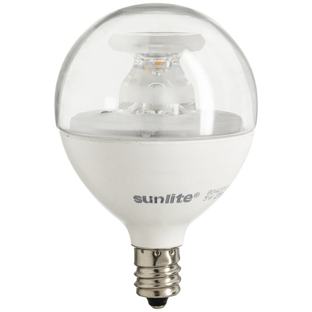 Sunlite LED Globe Lamp, G16.5, 5W, 350lm, 120V, 4000K, CRI80, E12 Candelabra Base, Clear, Dimmable, ETL Listed, Damp Rated, 6-Pack