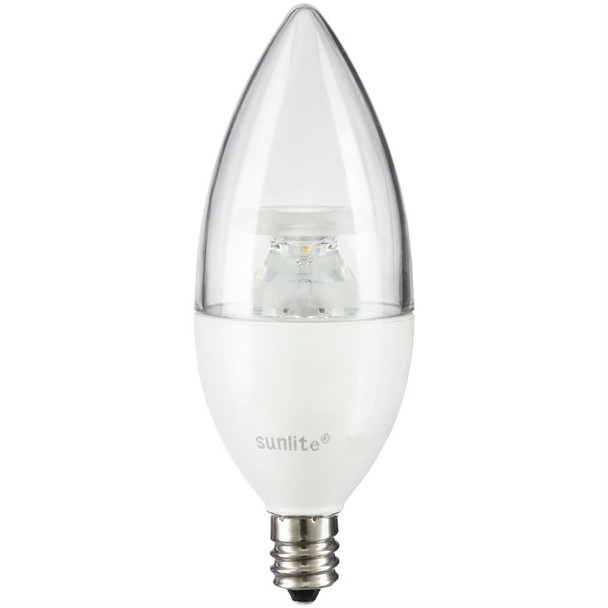 Sunlite B Series LED Chandelier Bulb, B12, 7W, 5000K, 500lm, E12 Candelabra Base, 120V, Clear Finish, 6-Pack