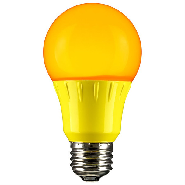 Sunlite A19 LED Colored Light Bulb, 3W, 120V, E26 Medium Base, Amber/Yellow, Non-Dimmable