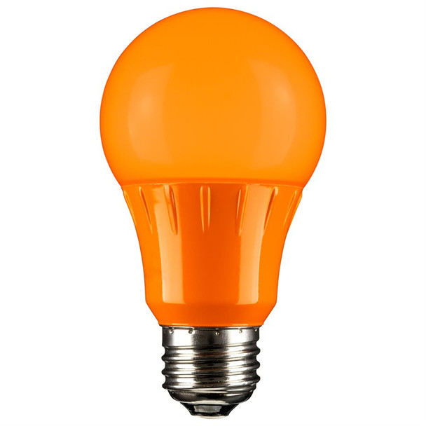 Sunlite A19 LED Colored Lamp, 3W, Orange, Medium (E26) Base, 120V, Non-Dimming, Frosted