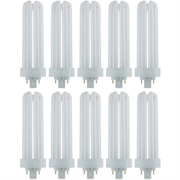 Sunlite PLT42/E/SP50K/10PK Fluorescent CFL Bulb, 42W, 5000K, GX24Q-4 4-Pin Base, 3200 Lumens, Triple U-Shaped, 10 Pack