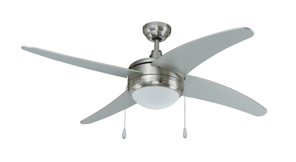Europa I Ceiling Fan, 4-Curved Blades, 50" Sweep, E26 Socket Base, A19 LED Light Kit Included, 120V
