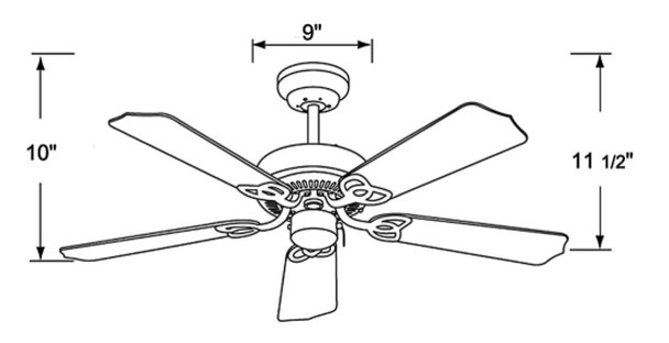 Sunset II 5-Blade Ceiling Fan, 42" Sweep, White/White Finish, 120V, Wet Listed