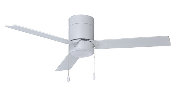 Sabio 3-Blade 52" Sweep Hugger Ceiling Fan, Pull Chain, Integrated LED Light Kit, 120V