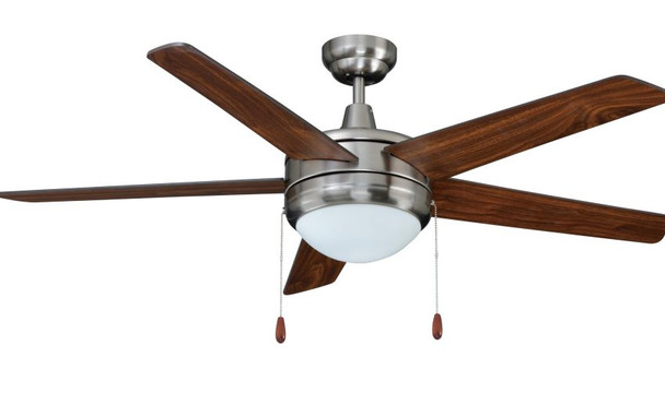Mirage II 5-Blade Ceiling Fan, 44" Sweep, Brushed Nickel/Walnut, E26 Socket Base, LED Light Kit Included, 120V