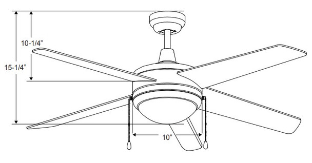 Mirage II 5-Blade Ceiling Fan with Integrated LED Light Kit, 44" Sweep, 16W, 120V, 3000K, 90 CRI, Dimmable