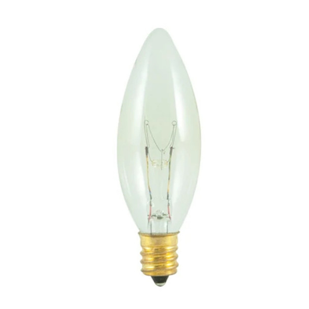 Bulbrite Torpedo B8 Incandescent Lamp, 15W, 120V, 2700K, Clear Finish, E12 Base, Dimmable
