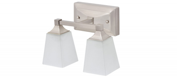 RP Lighting and Fans 4909 Square Shade Vanity Light, Brushed Nickel, 2-Light, 120V, 3000K, 80 CRI