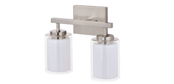 RP Lighting and Fans 4910 Inner Opal Glass E26 A19 LED Vanity, Brushed Nickel, 2-Light