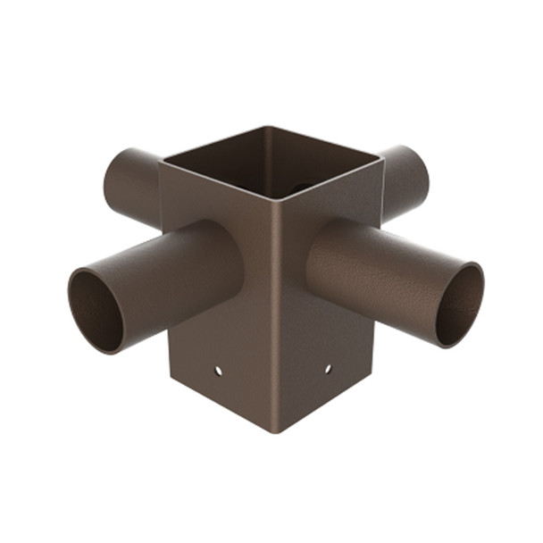 Portor Industry Horizontal Square Quad Tenon Pole Bracket, 4", 90°, Bronze