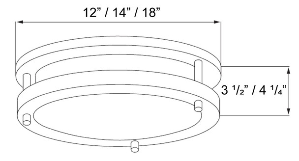 LED Ceiling Mount Fixture, 12", 3000K, Brushed Nickel, Emergency Battery Backup