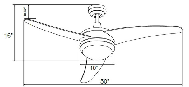 RP Lighting Contempo I Ceiling Fan, 50" Sweep, E26 Socket Base, A19 LED Lamps Included