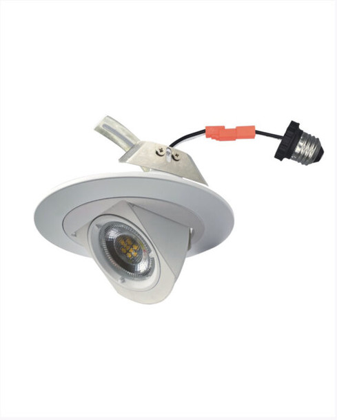 4" Pivoting Drop Down Trim Kit, 6W, 500 Lumens, 3000K, White Finish, 90 CRI, 40° Beam Angle, E26 Medium Base, Damp Location, Dimmable
