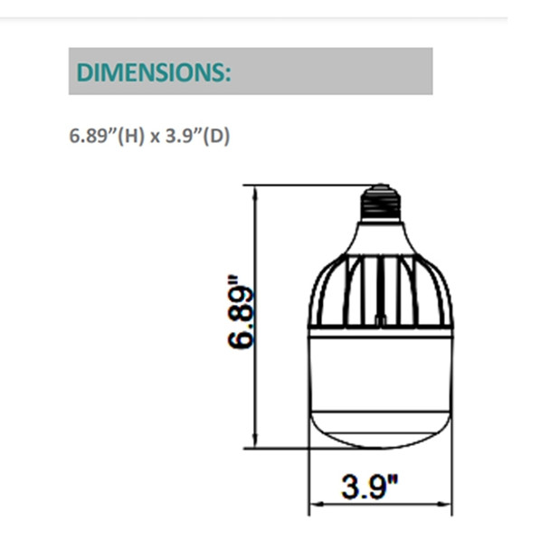 E26 Medium Base LED Lamp High Power Size