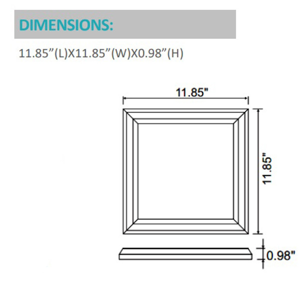 1'x1' 18 Watt LED Surface Mount Panel Size