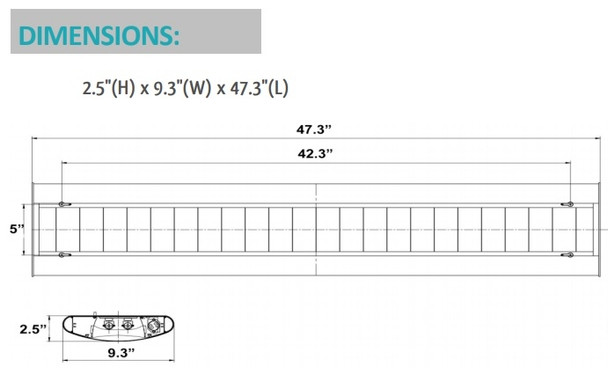 4Ft. 40 Watt LED Parabolic Suspended Light Size
